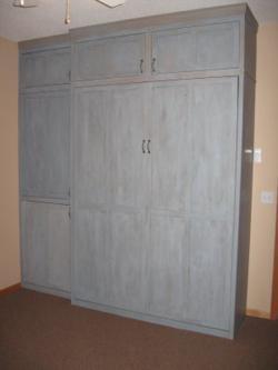 Oak (blue milk paint) Queen Sized Murphy Bed Closed