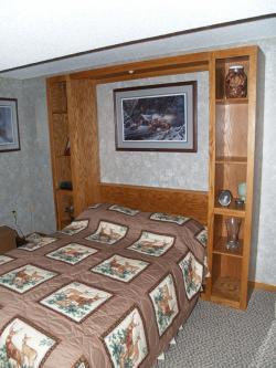 Oak Full Sized Murphy Bed Open