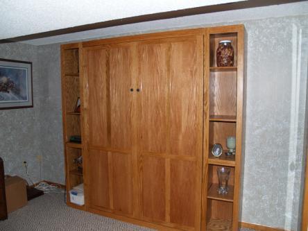 Oak Full Sized Murphy Bed Closed