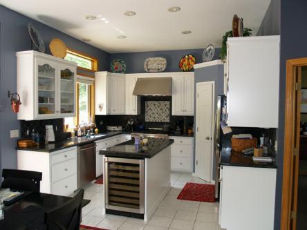 White Kitchen Cainets w/Built Island Wine Fridge