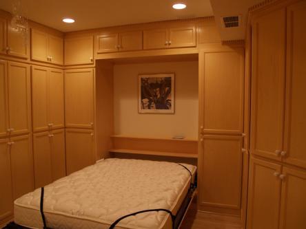 Birch Queen Sized Murphy Bed Open