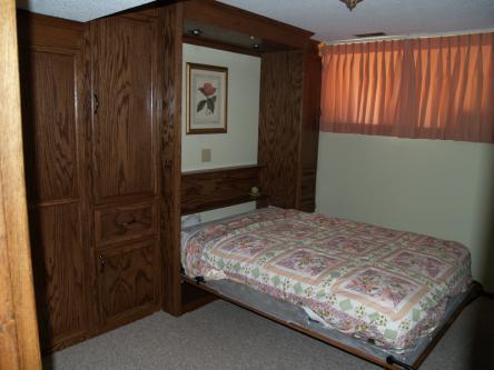 Oak Full Sized Murphy Bed Open