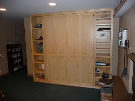 Maple Full Sized Murphy Bed Closed