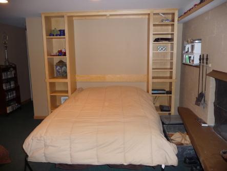 Maple Full Sized Murphy Bed Open