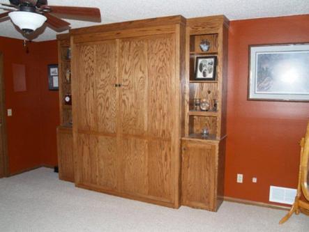 Oak Queen Sized Murphy Bed Closed