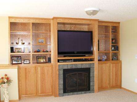 Oak Entertain Center w/ Gas Fireplace