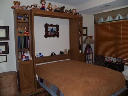 Oak Queen Sized Murphy Bed Open